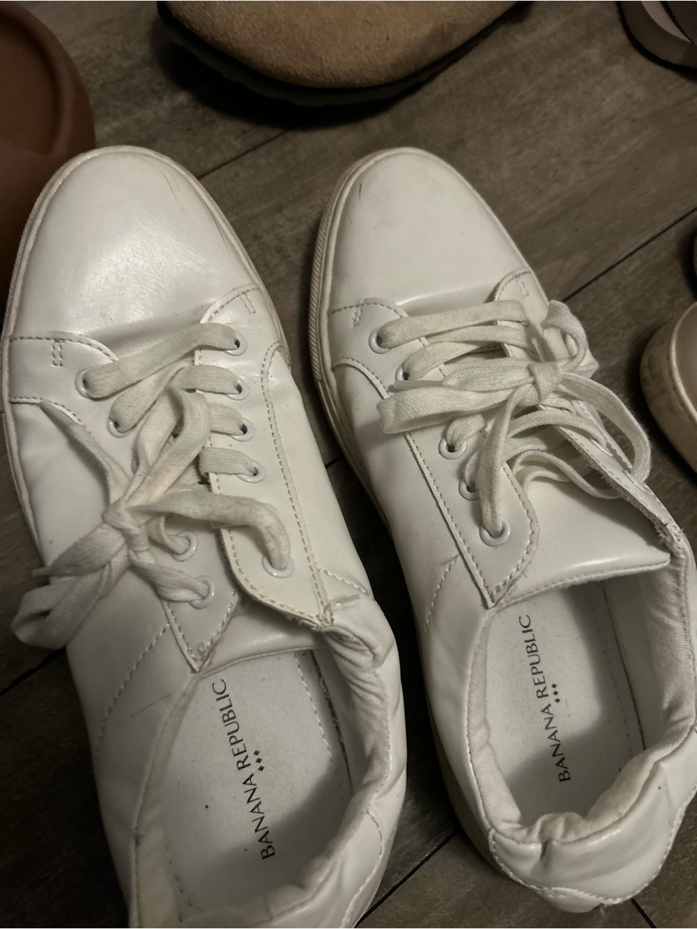 Coach White and Brown Leather Low Top AND Banana Republic all white low Sneakers - Picture 11 of 11
